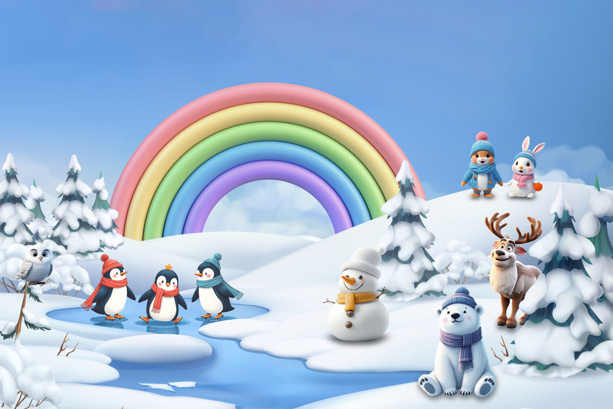 Rainbow Winter Wonderland Wall Mural in your room