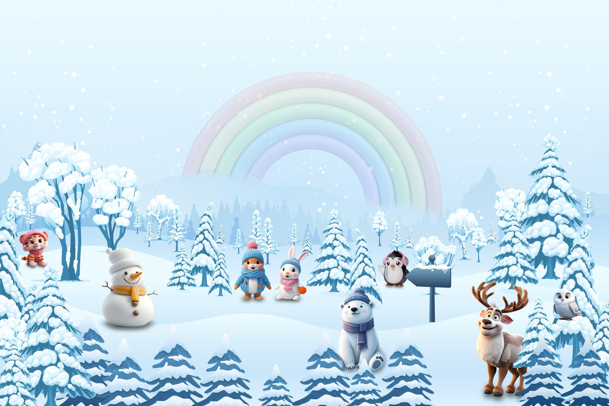 Winter Friends' Rainbow Wall Mural in your room