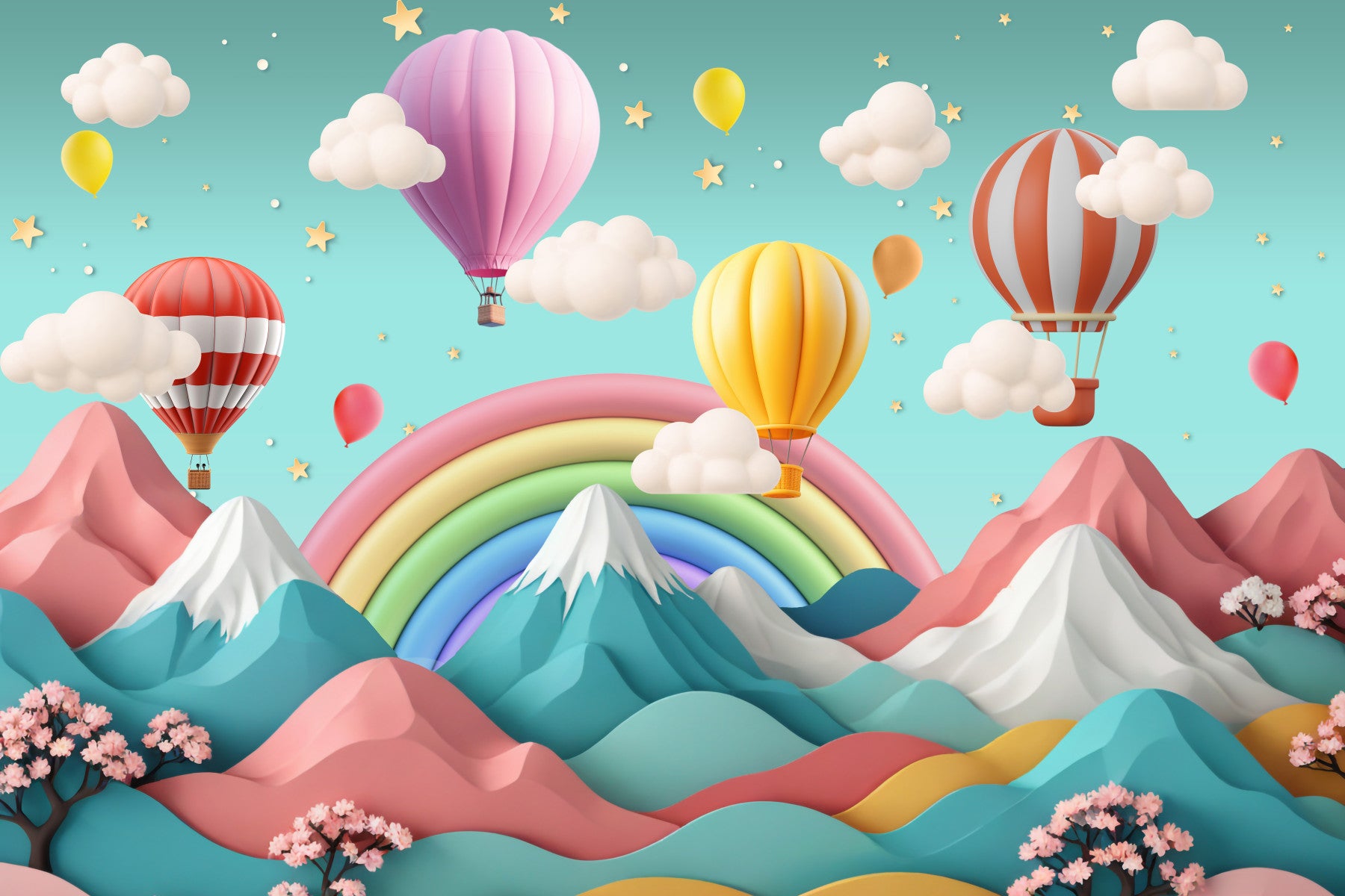 Balloon Sky Dream Wall Mural in your room — zoomed