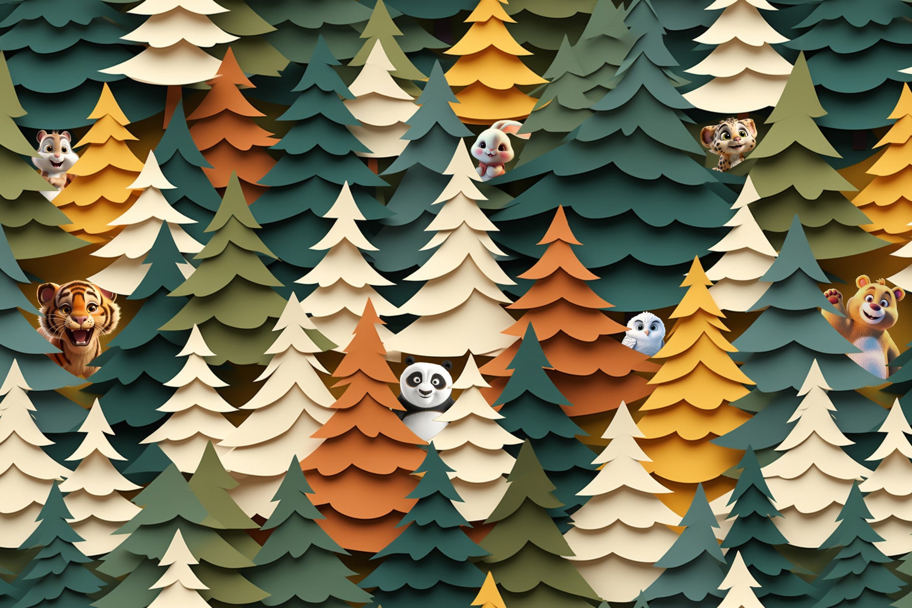 Woodland Peek-a-Boo Wall Mural