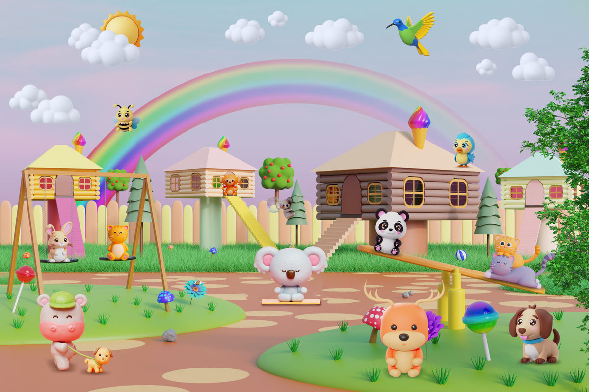 Cartoon Cuties Carnival Wall Mural in your room