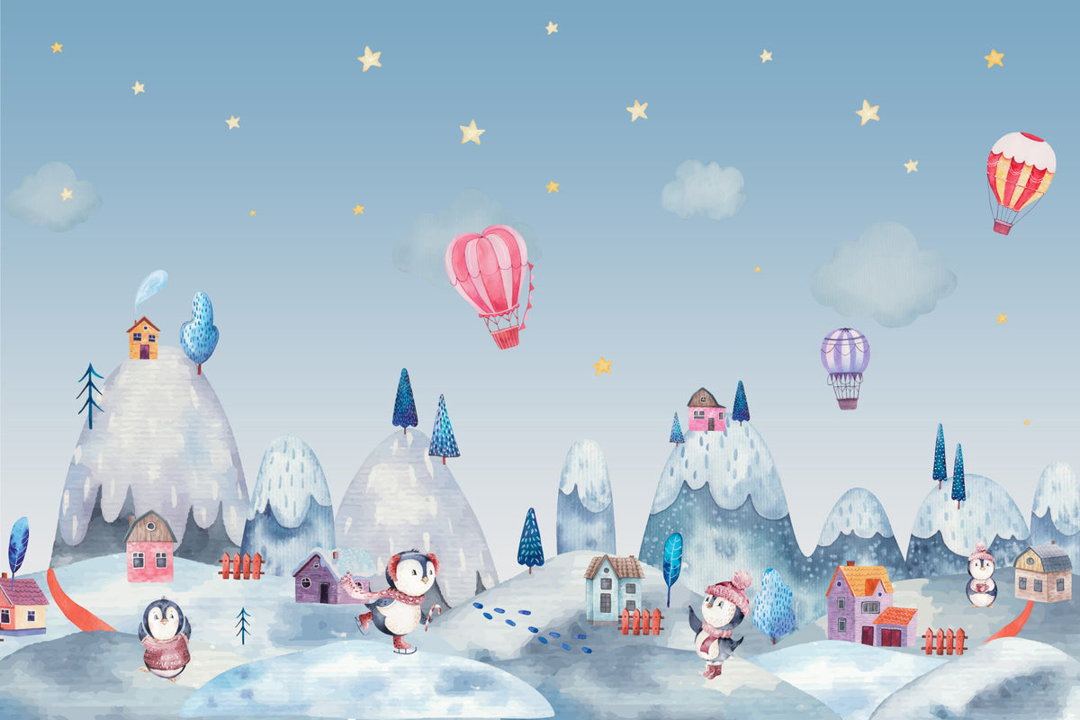 Penguin Village Dream Wall Mural in your room