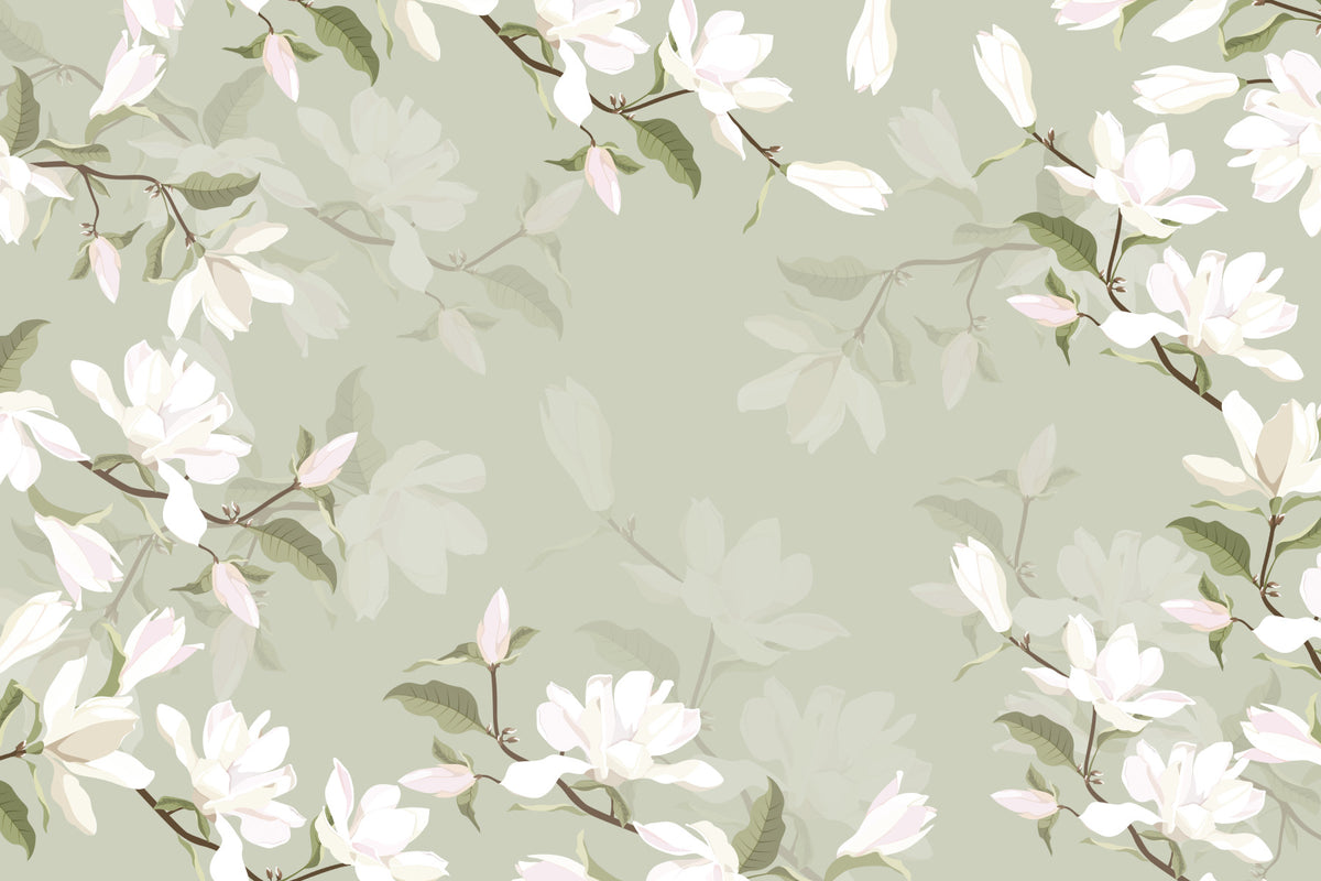 Blossom Branch Calm Wall Mural in your room — zoomed