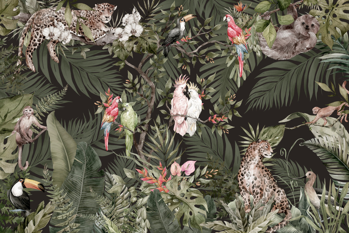 Jungle Whispers Wall Mural in your room — zoomed