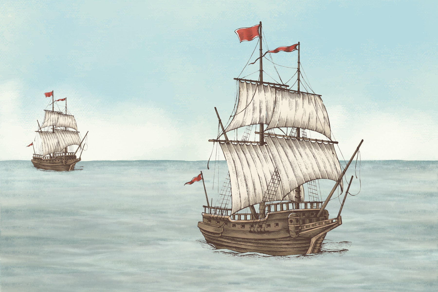 Tall Ships on the Horizon Wall Mural