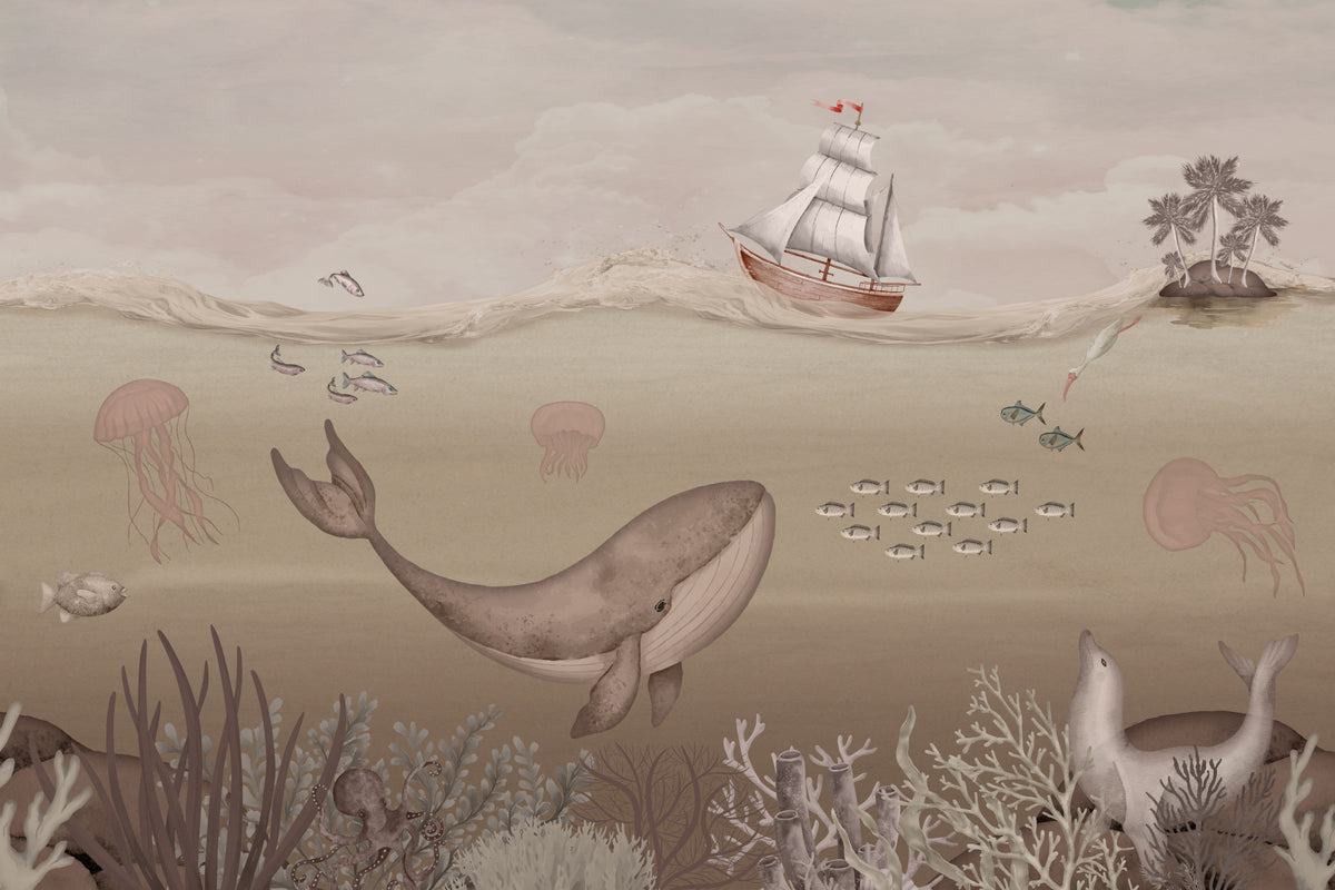 Whale's Journey Wall Mural in your room