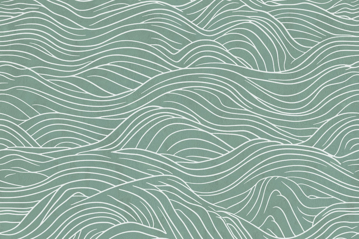 Sage & Serene Waves Wall Mural in your room
