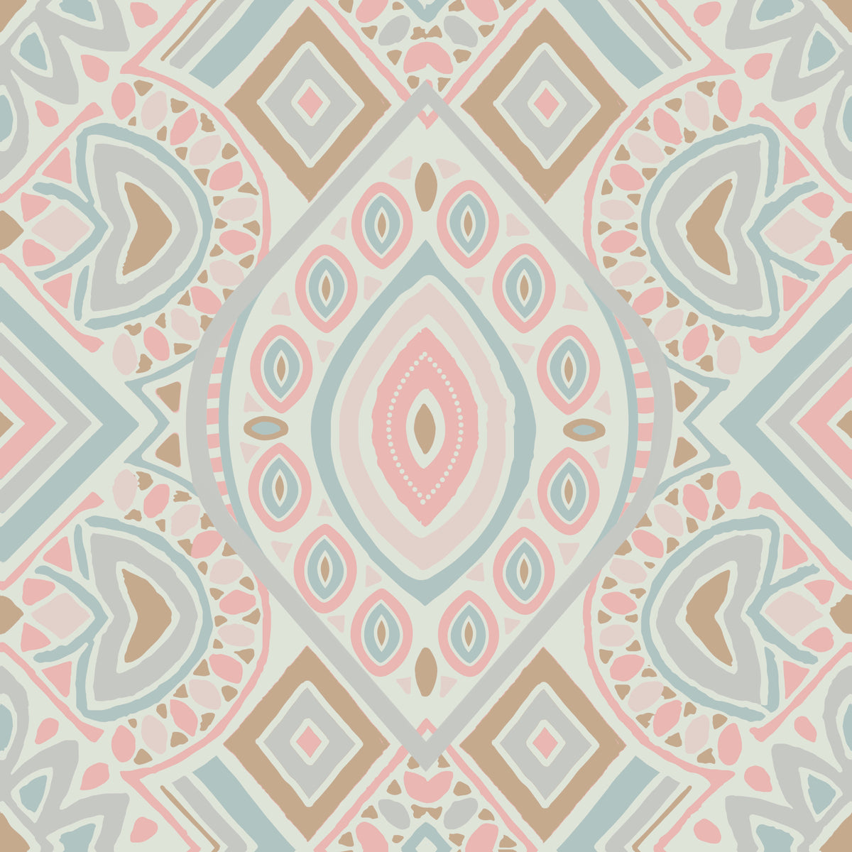 Geometric Boho Aztec Pattern Pastel ⁠⁠ in your room — zoomed