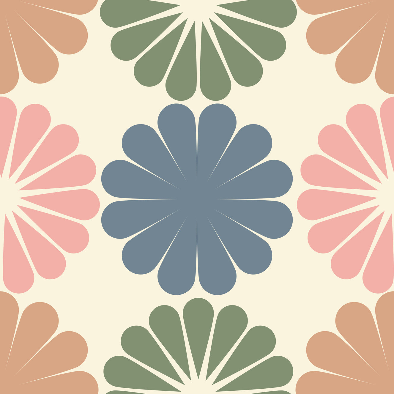 Pastel Geometric Flowers Wallpaper⁠