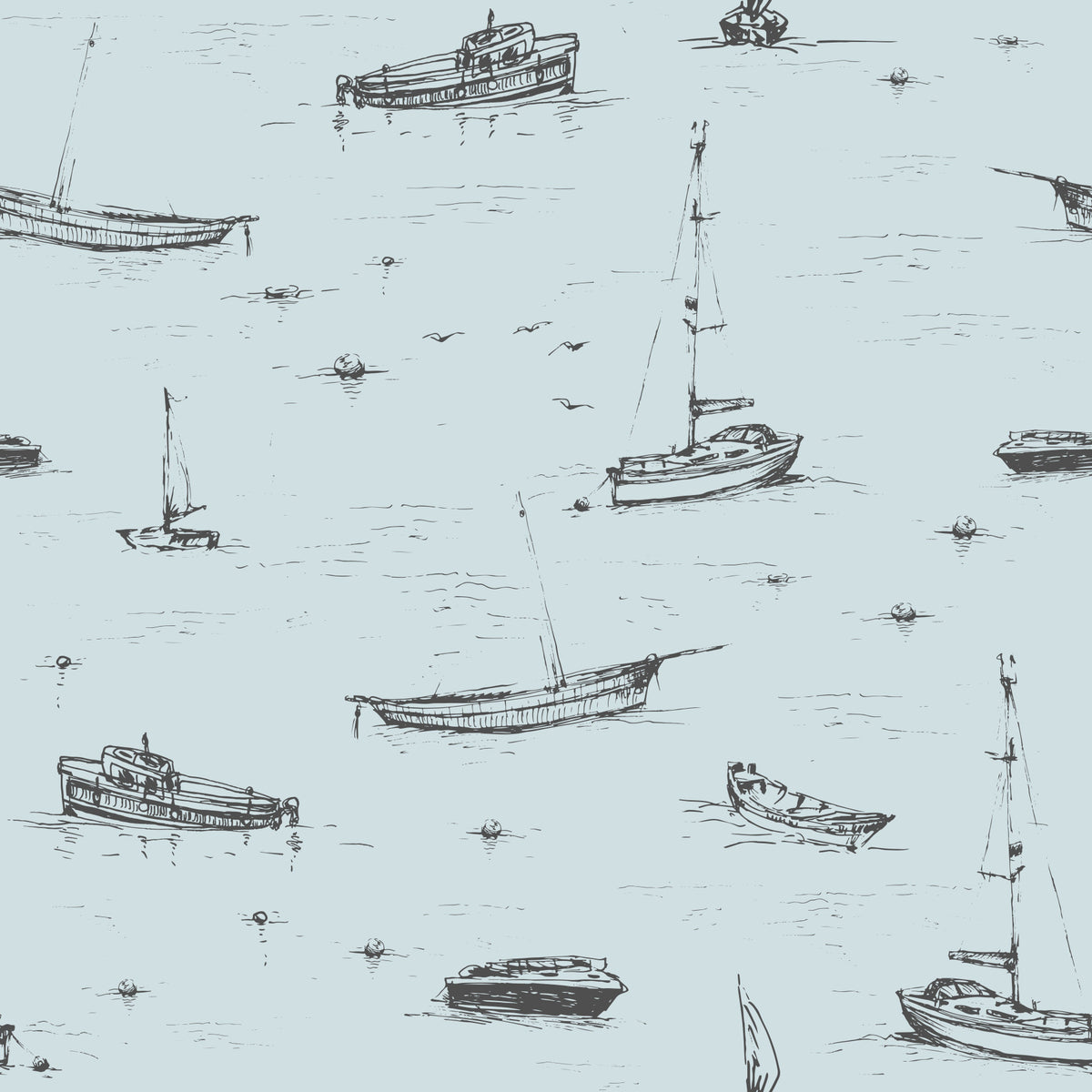 Sketched Boats Wallpaper⁠