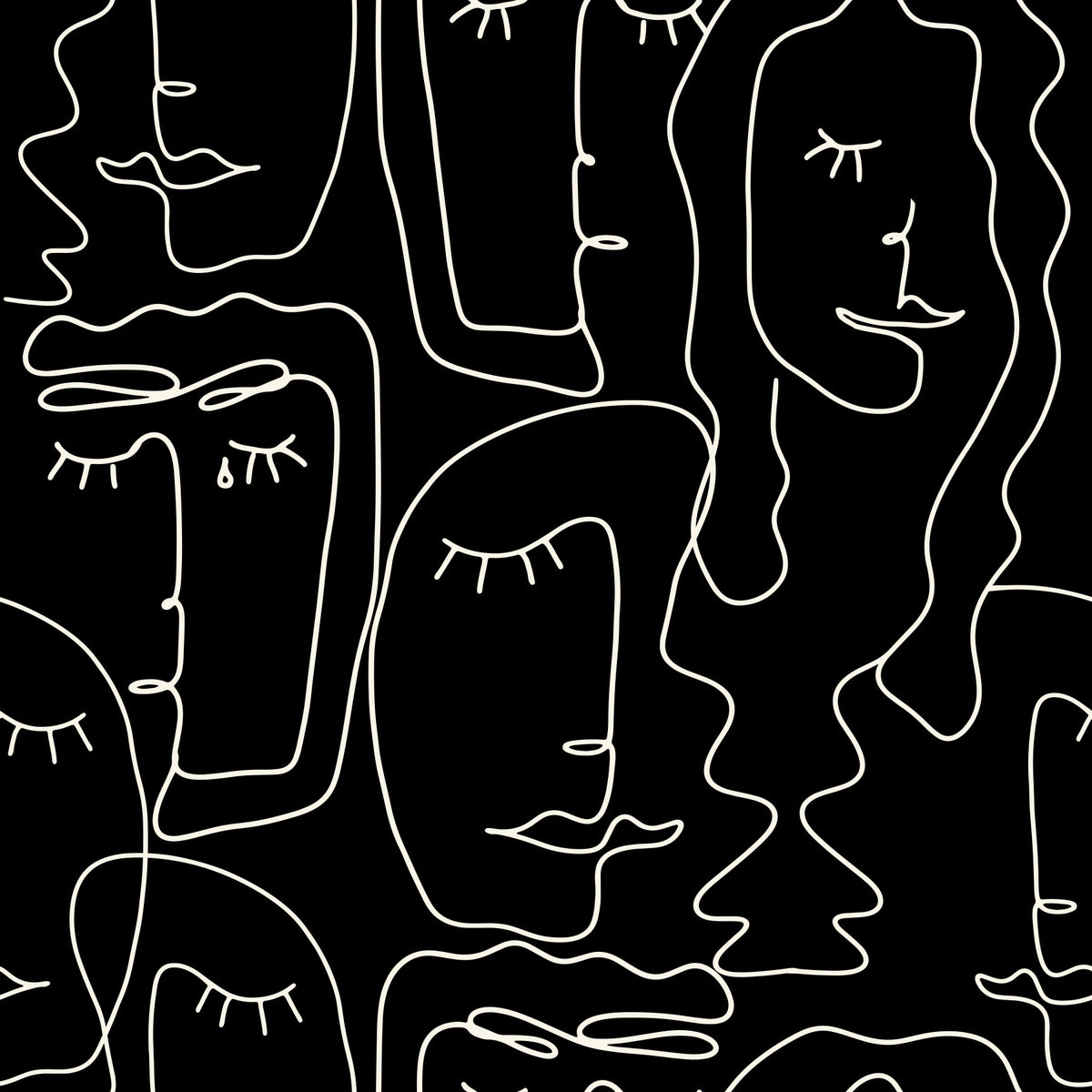 Outline Faces Wallpaper⁠ in your room