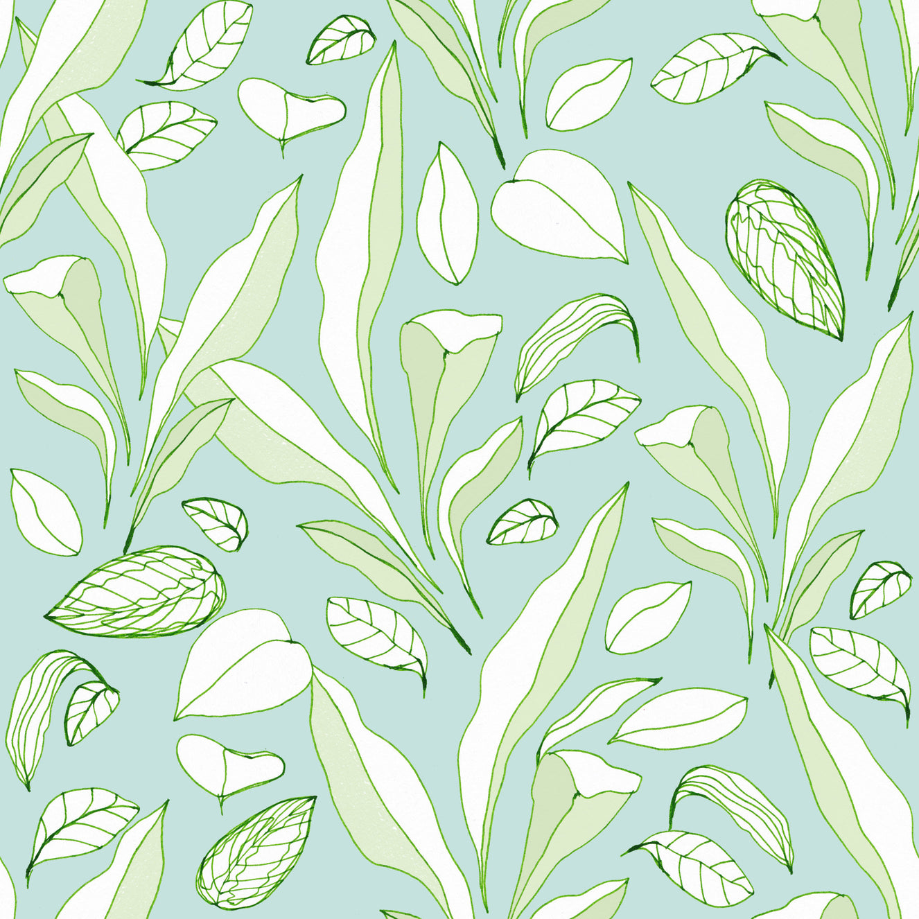 Hand Drawn Tropical Leaves Wallpaper⁠