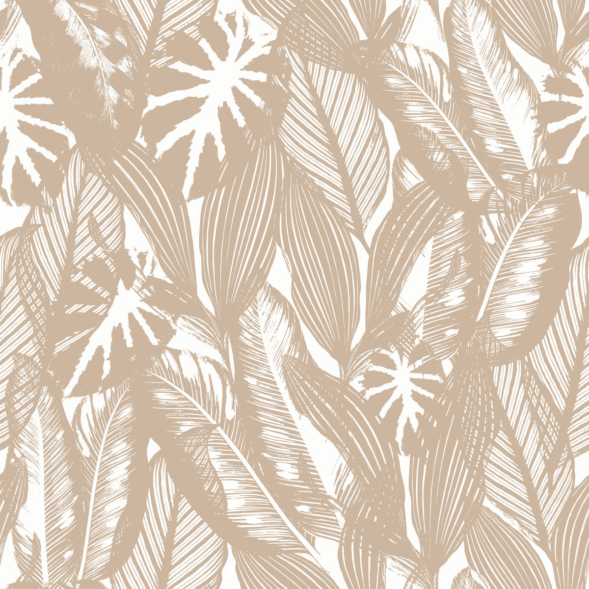 Creamy Tropical Leaves Wallpaper⁠ in your room