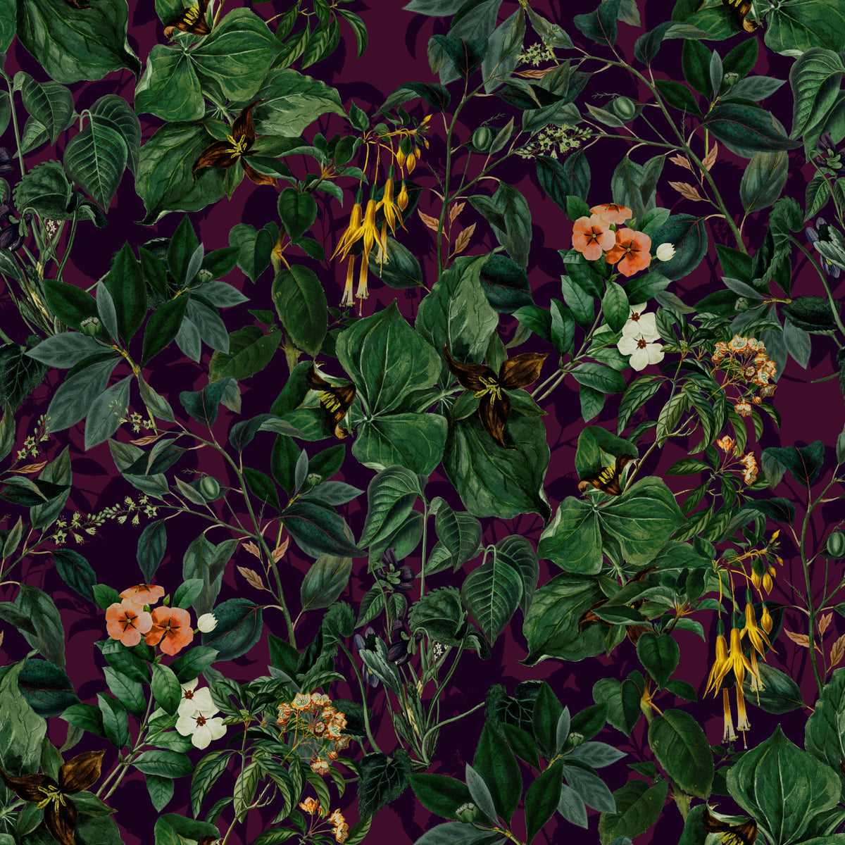 Dark Botanical Wallpaper⁠ in your room — zoomed