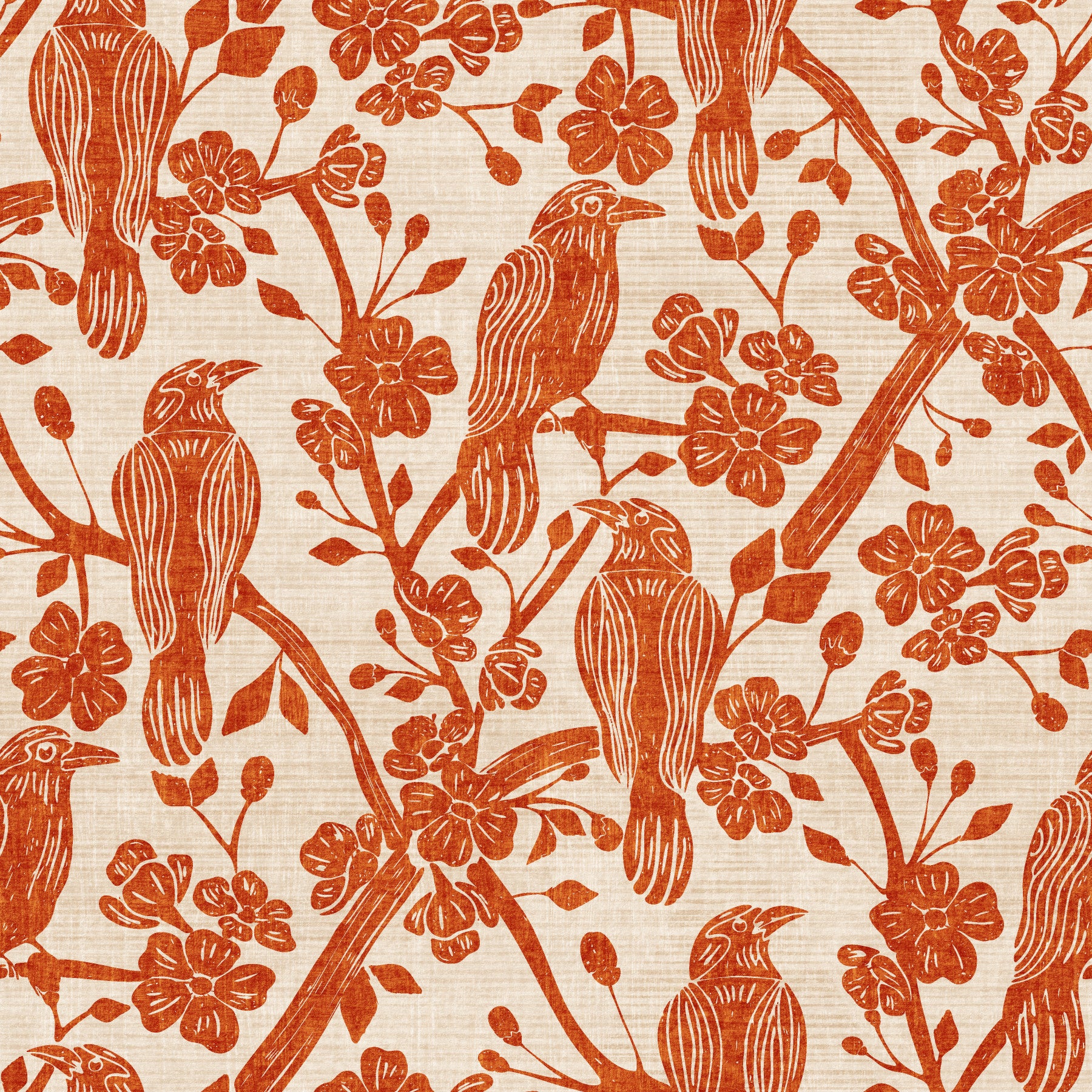 Blossom & Crow Rust Orange & Cream Wallpaper⁠