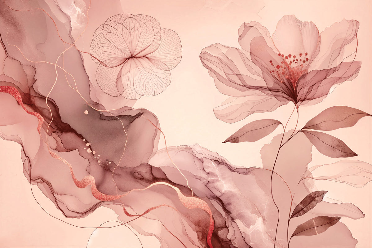 Dreamy Sage Garden Rose Gold Wall Mural in your room