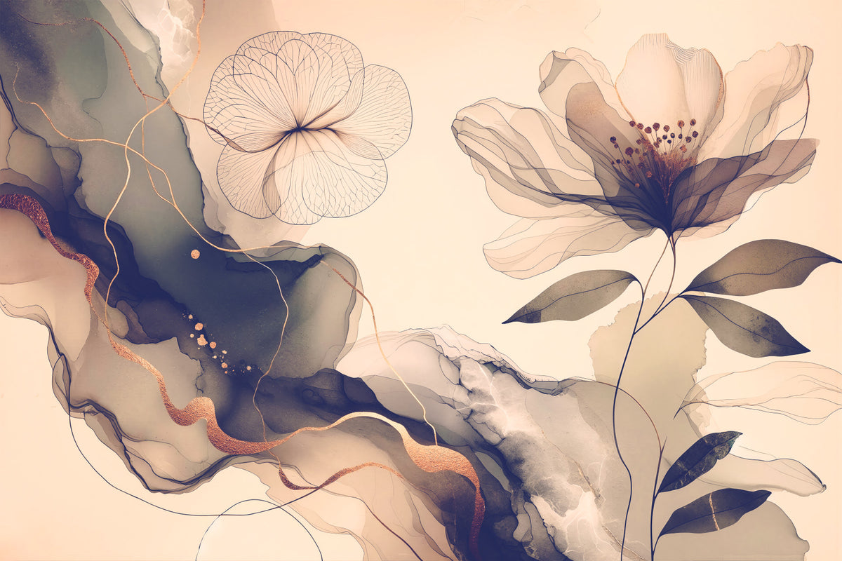Dreamy Sage Garden Sepia  Wall Mural