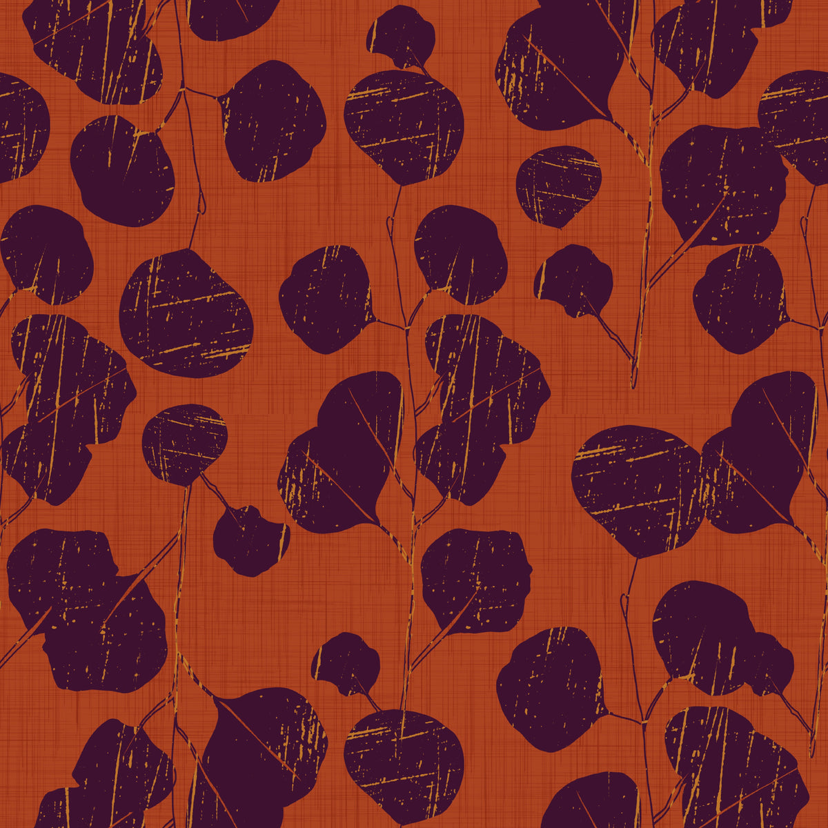Boho Jewel Tone Botanical Plum Leaves Terracotta  Wallpaper⁠ in your room — zoomed
