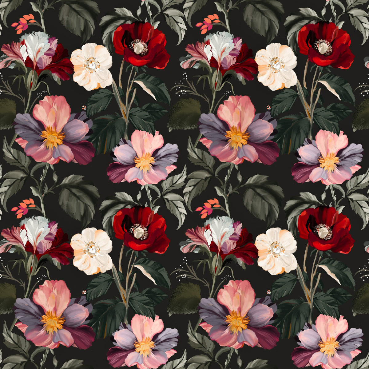 Dark Romance Floral Wall Mural