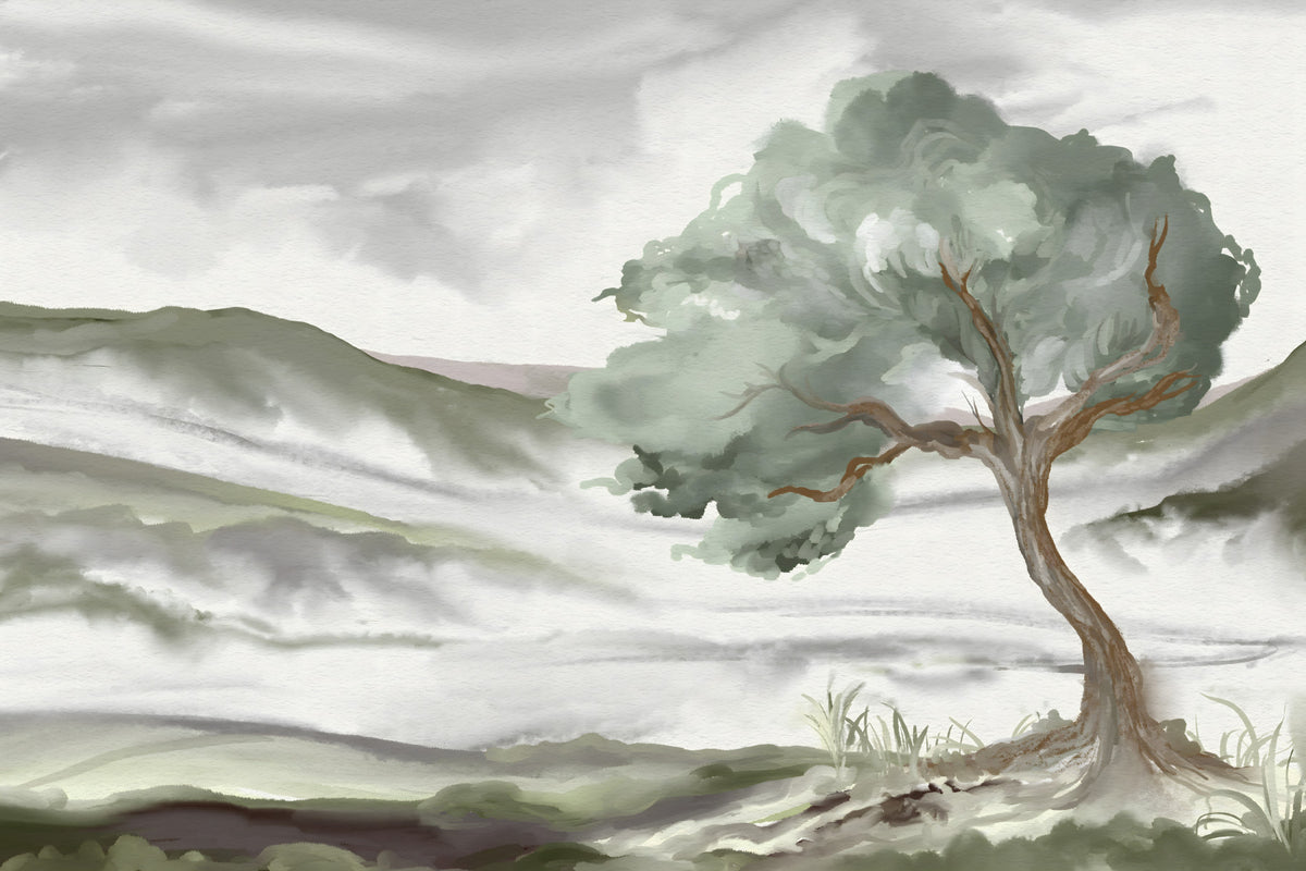 Misty Hills Wall Mural in your room