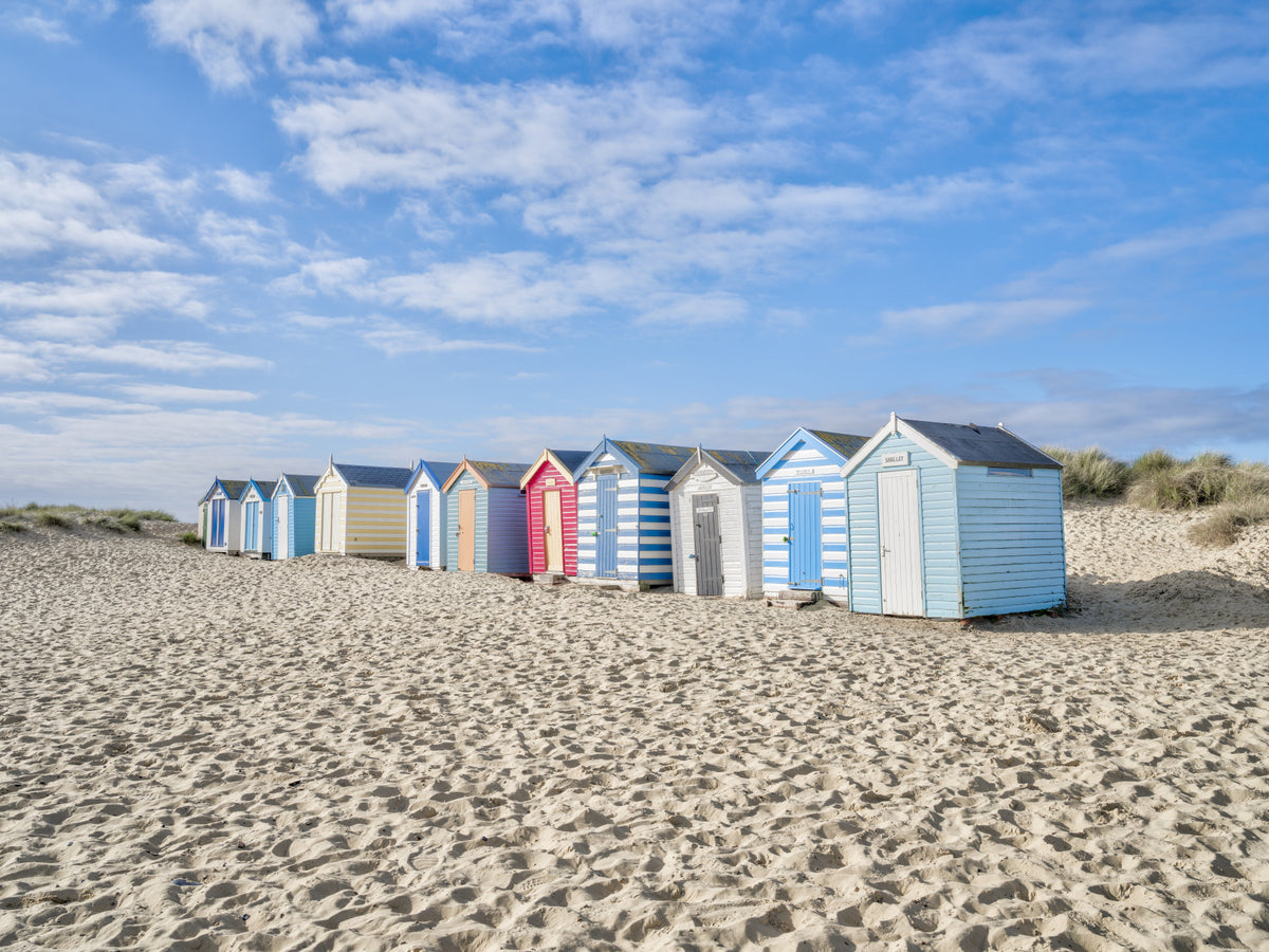 Vibrant Coastal Sheds Wall Mural in your room — zoomed