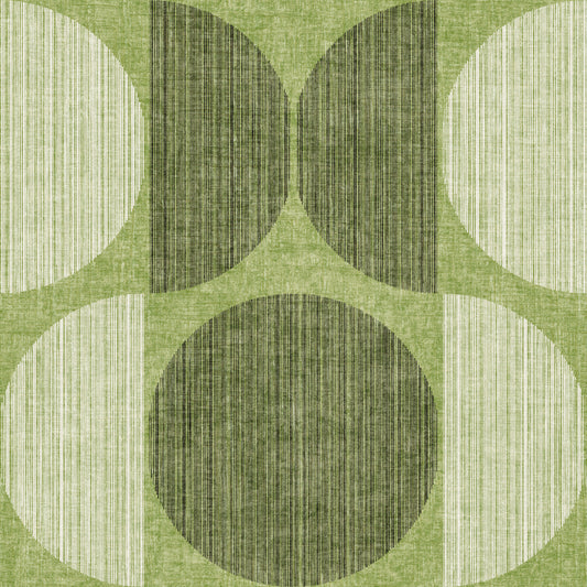 Bauhaus Green Geometric Circle Retro & Modern  Wallpaper⁠