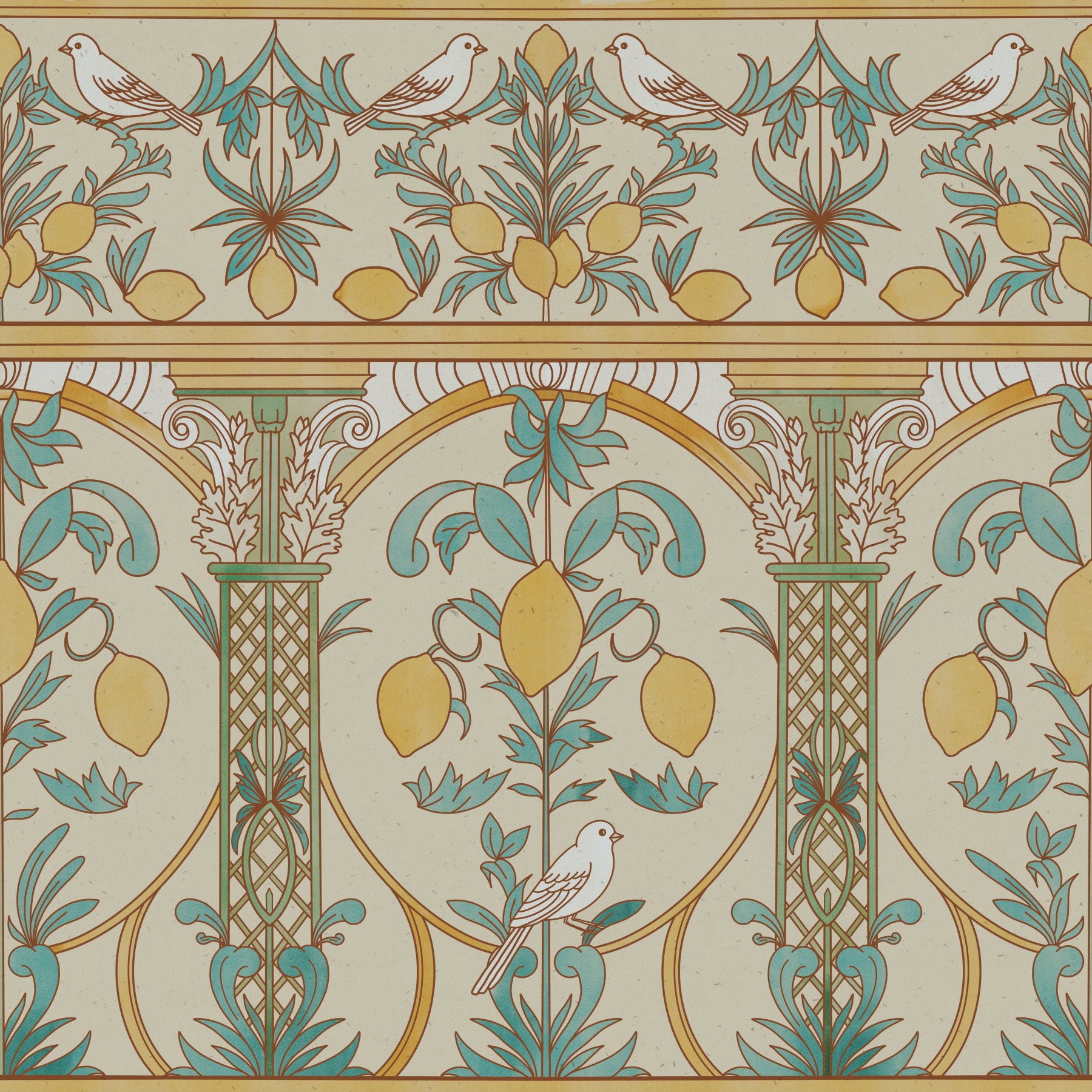 Italian Lemon Garden Mediterranean Elegance  Wallpaper⁠