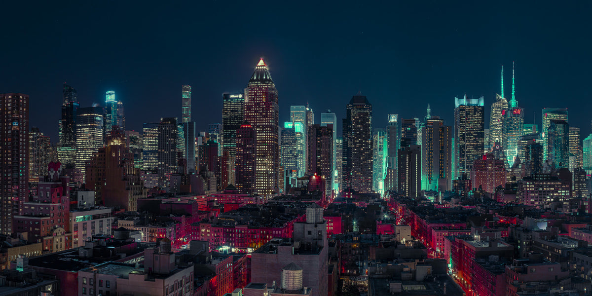 Neon City Nights Wall Mural in your room — zoomed