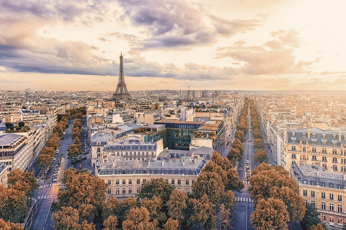 Parisian Sunset Skyline Wall Mural in your room