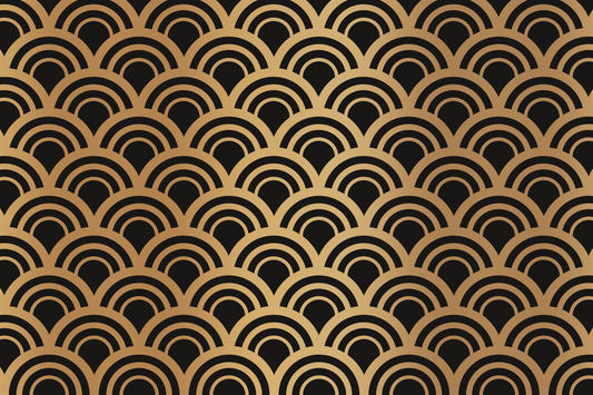 Luxury Gold Art Deco Waves Wall Mural
