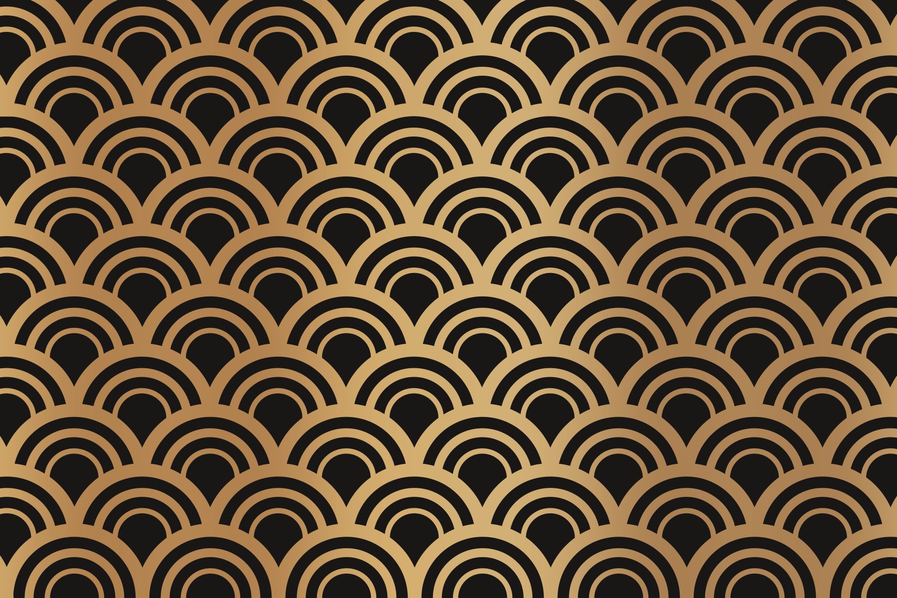 Luxury Gold Art Deco Waves Wall Mural