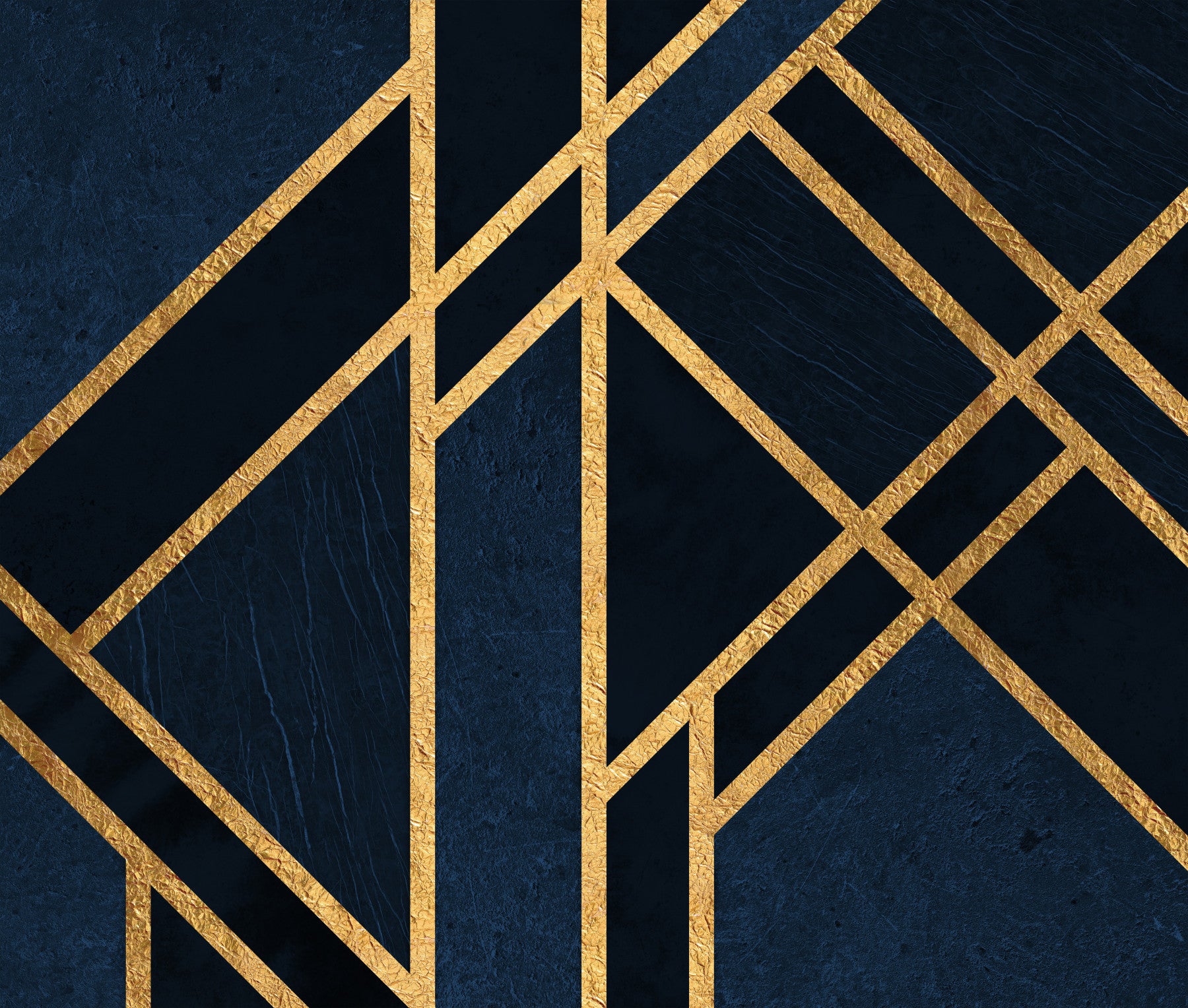 Art Deco Navy Blue and Gold Luxe Wall Mural