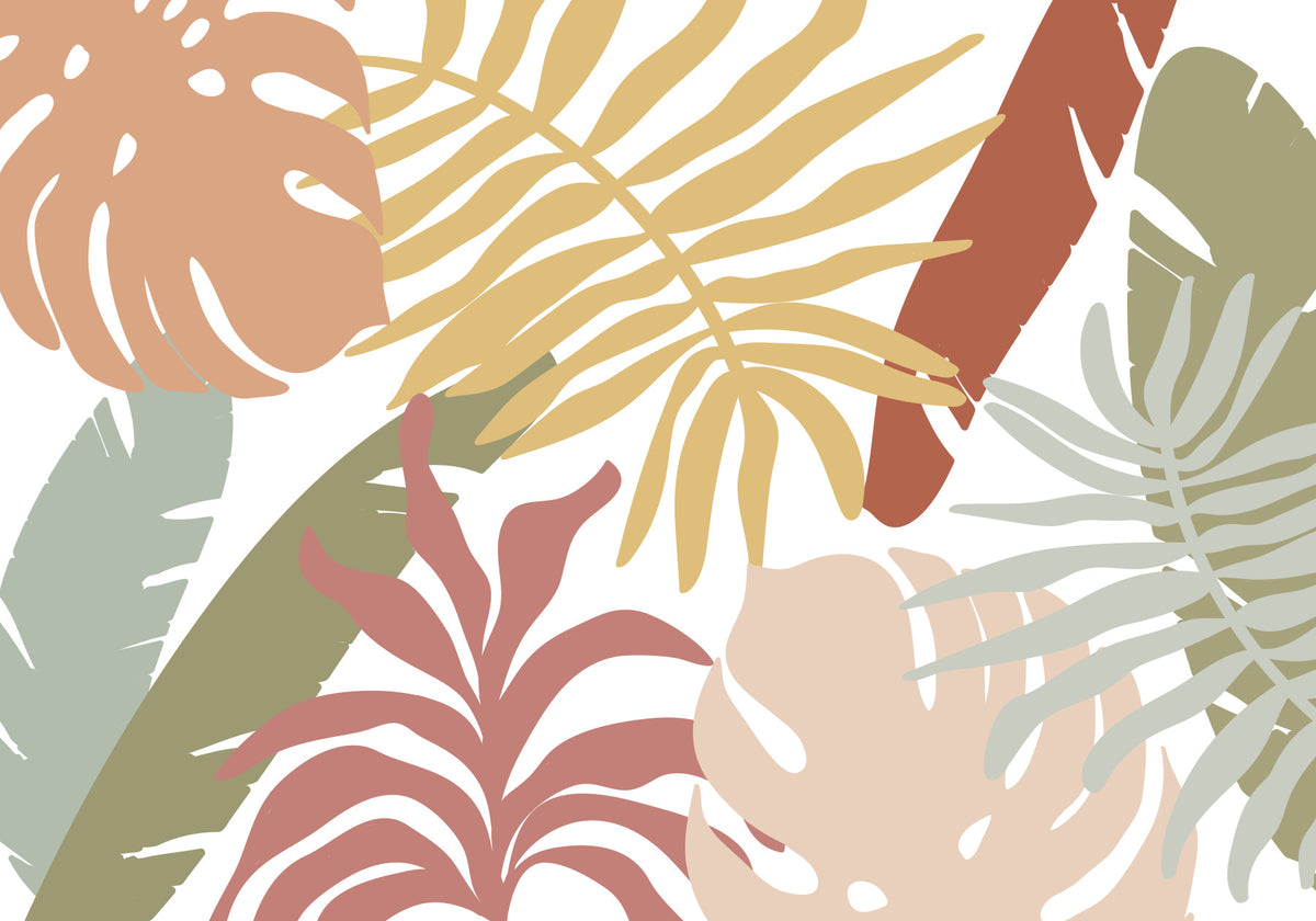 Boho Tropical Leaves Wall Mural in your room