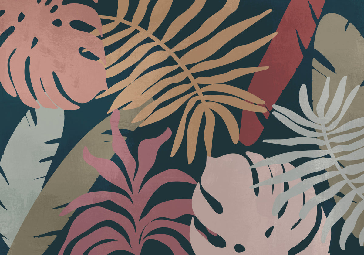 Serene Leaf Wall Mural in your room — zoomed
