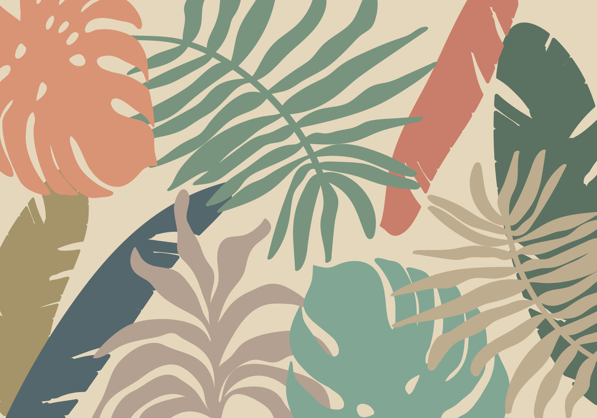 Earthy Jungle Wall Mural in your room — zoomed
