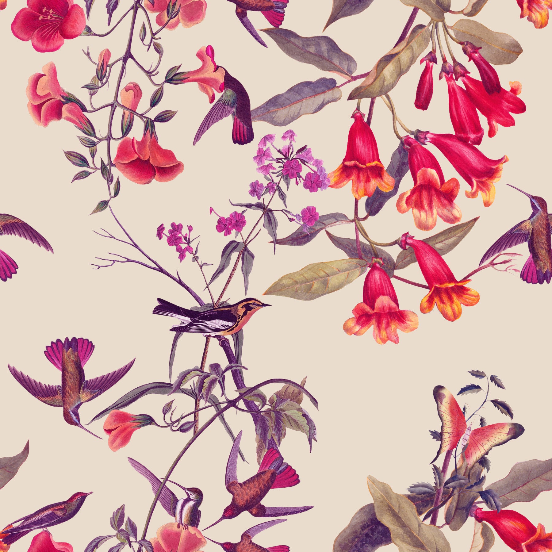 Hummingbird Bloom Wallpaper⁠ in your room — zoomed
