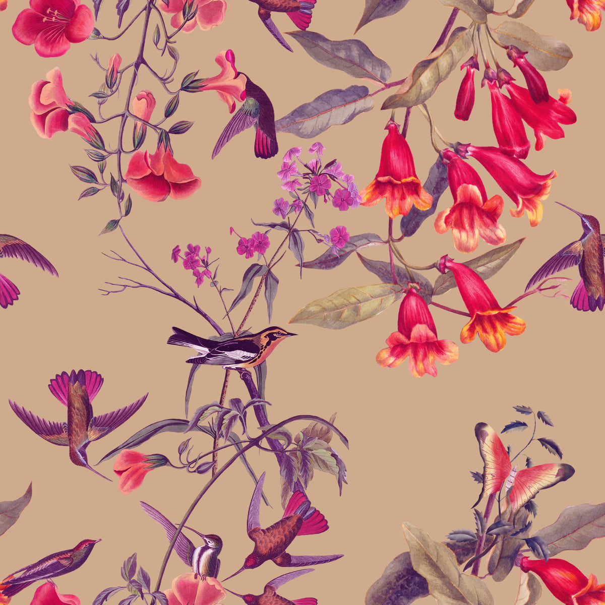 Vintage Aviary Bloom Wallpaper⁠
