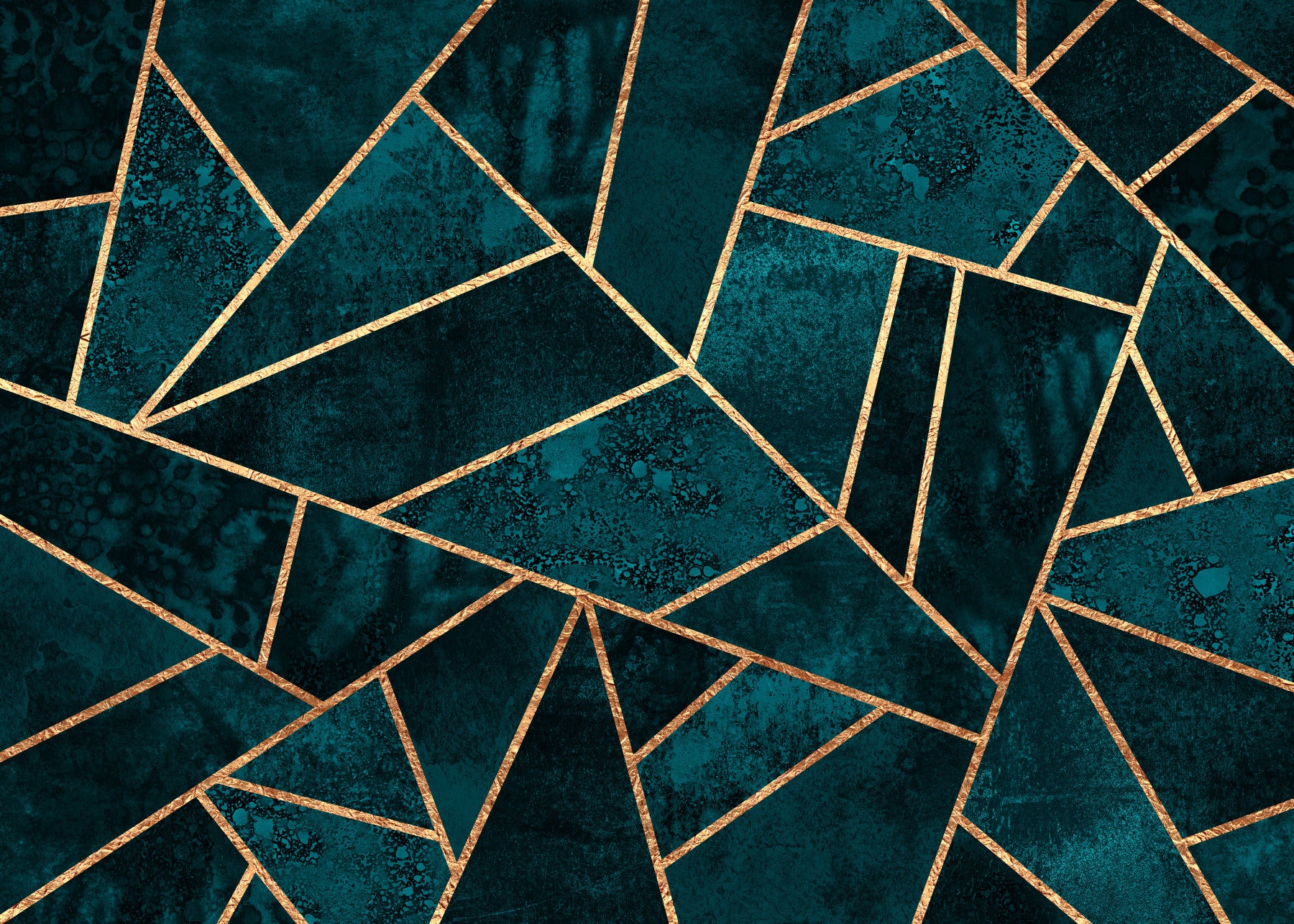 Teal & Gold Geometric Wall Mural - 2715972