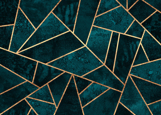 Teal & Gold Geometric Wall Mural - 2715972
