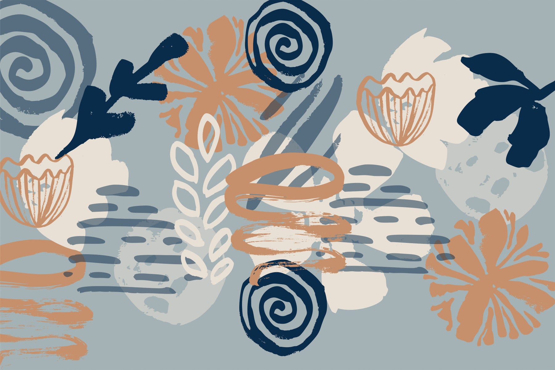 A contemplative floral pattern wallpaper mural for a feature wall.

