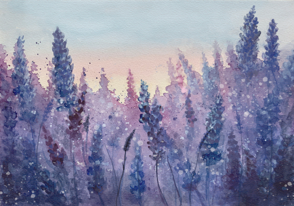 Watercolor Lavender Field Wall Mural -2745082 in your room
