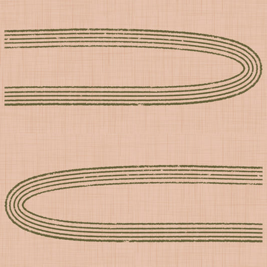 Retro Arch Lines - Sage & Blush Petal Mid Century Modern Wallpaper⁠