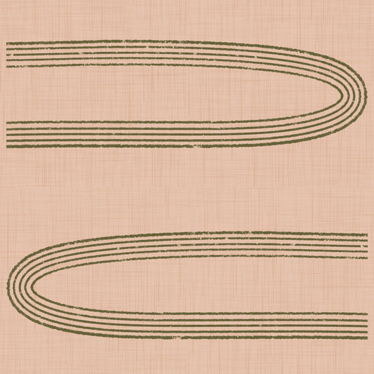 Retro Arch Lines - Sage & Blush Petal Mid Century Modern Wallpaper⁠