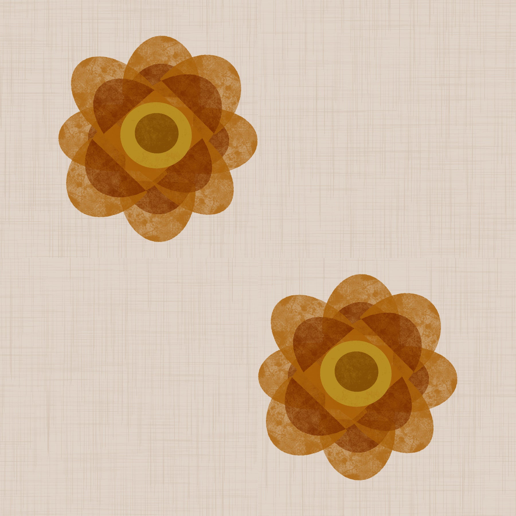 Japandi Bloom - Soft Linen Minimal Orange Floral Wallpaper⁠