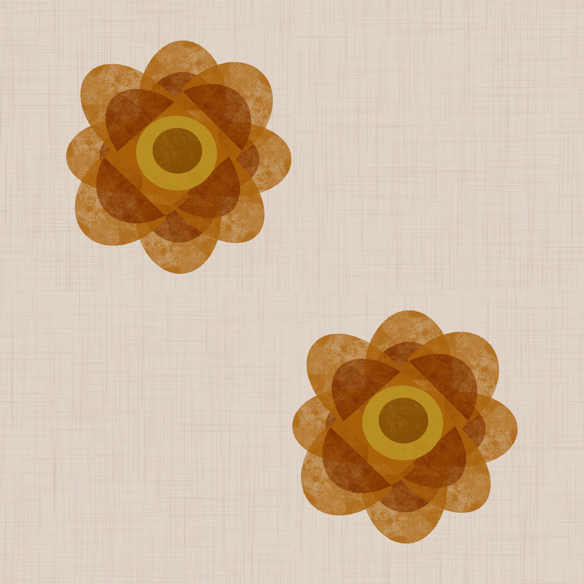 Japandi Bloom - Soft Linen Minimal Orange Floral Wallpaper⁠ in your room — zoomed