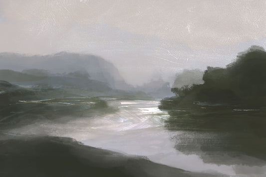 Misty River Scape Wall Mural -2926925