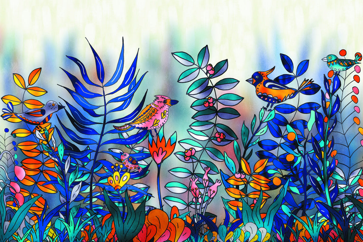 Enchanted Birds Forest Wall Mural in your room
