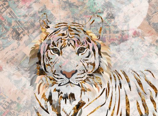 Gilded Tiger Collage Wall Mural -2466698