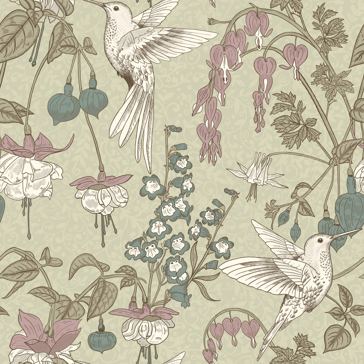 Hummingbird Harmony Wallpaper⁠ in your room — zoomed