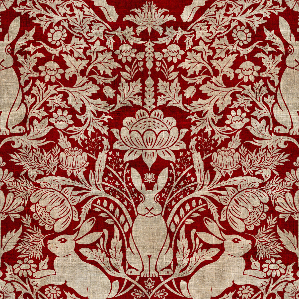 Scarlet Bloom & Bunny Wallpaper⁠ in your room — zoomed